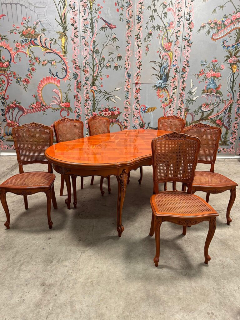 French Dining Set, 6 Chairs Milele Antiques